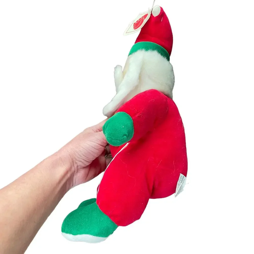 HugFun Santa Claus Plush with Rattle Inside Ho Ho Feet Christmas Vtg TAGS READ